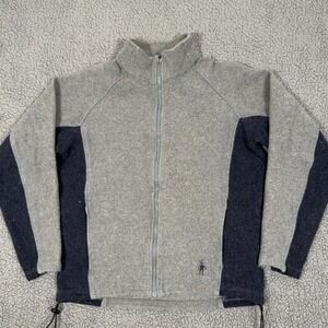 Smartwool Smart by Nature Full Zip Fleece Jacket Mens Grey Wool Blend BROKEN ZIP